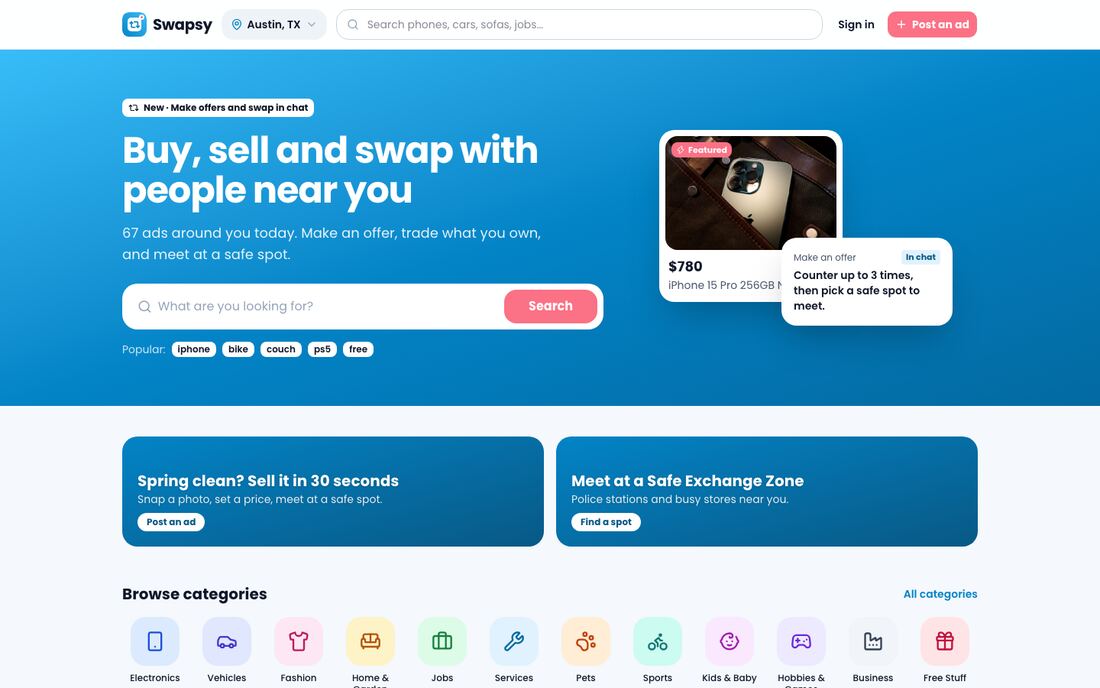Website: landing page